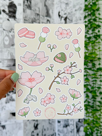 Bunny + Cherry Blossoms Sticker Sheet