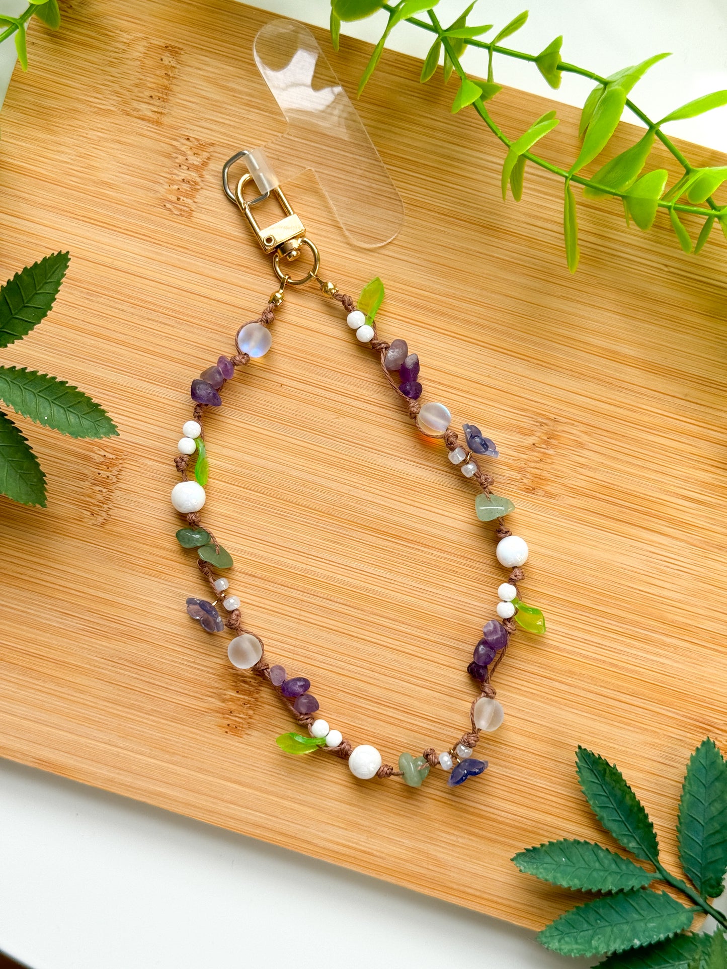 Purple Garden Phone Charm Wristlet