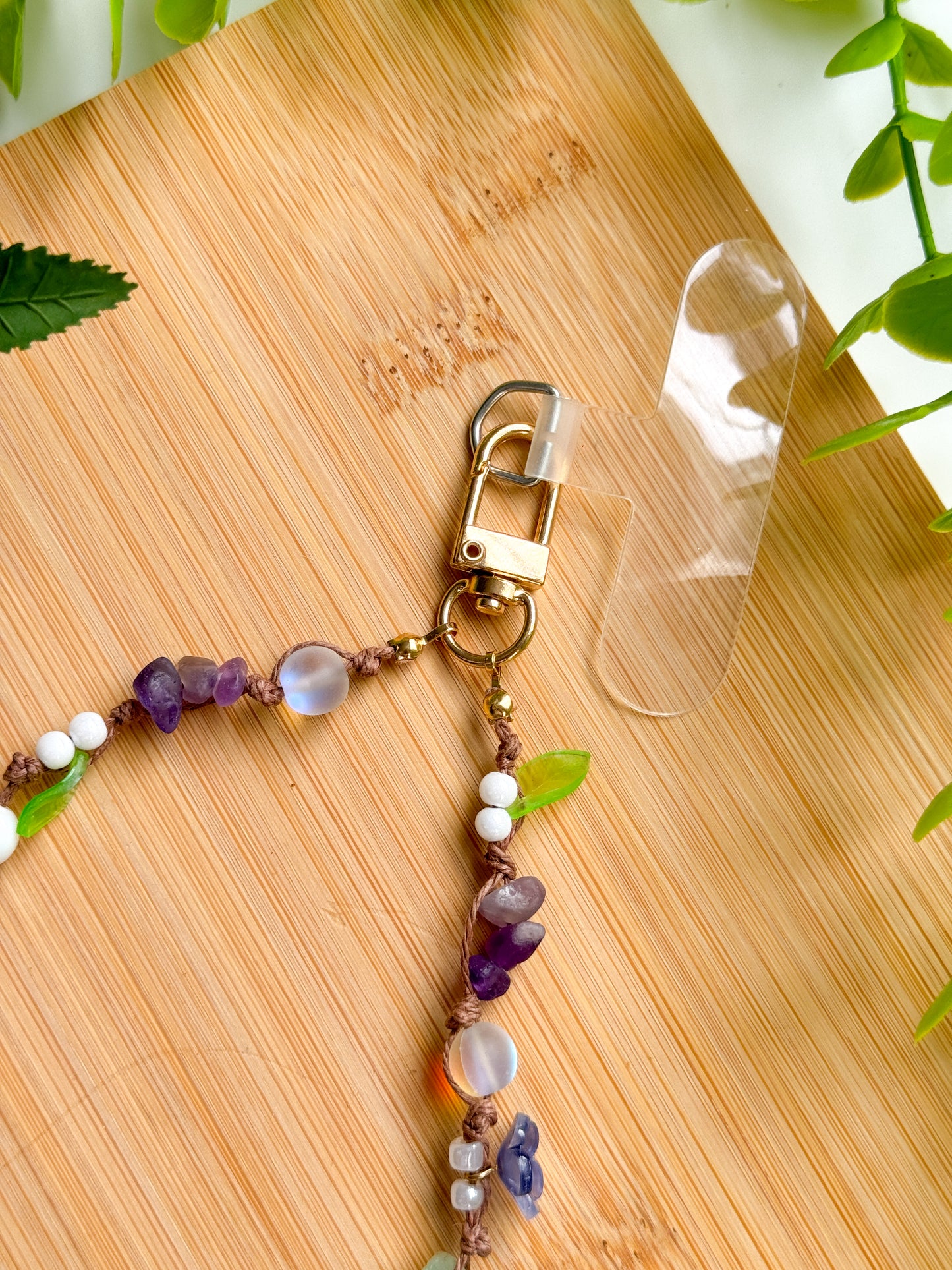 Purple Garden Phone Charm Wristlet