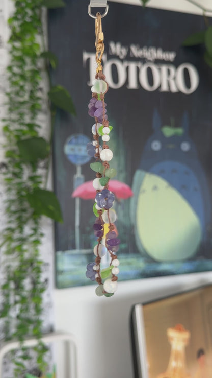 Purple Garden Phone Charm Wristlet